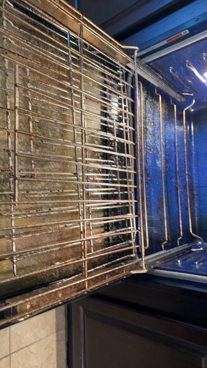 Oven and racks before cleaning